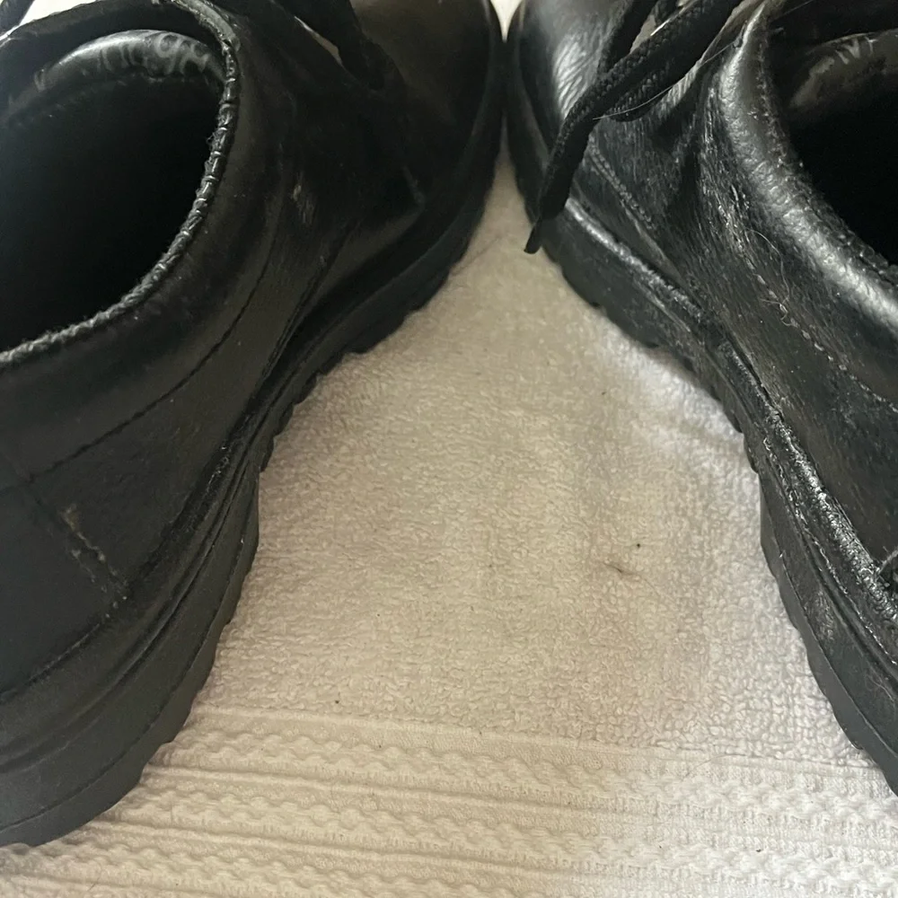 Warrior Black Leather Safety Steel Toe Shoes Sz 8